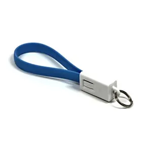 USB kabel (2.0), USB A M - microUSB M, 0.2m, niebieski, breloczek na klucze